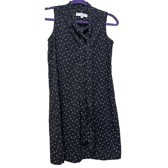 LOFT Sleeveless Women's Long Blouse Dog Paw Prints w/Front Tie Women's Size XS - Picture 1 of 11